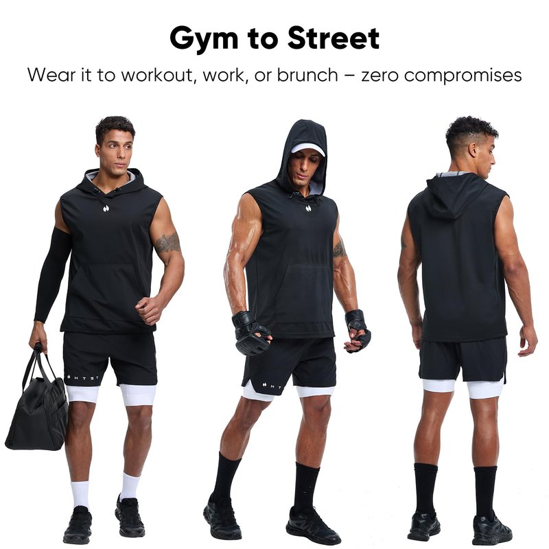 HOTSUIT Sauna Shirt for Men Anti-Rip Men's Heat Trapping Pullover Vest Hoodies Tank Top for Boxing Exercise