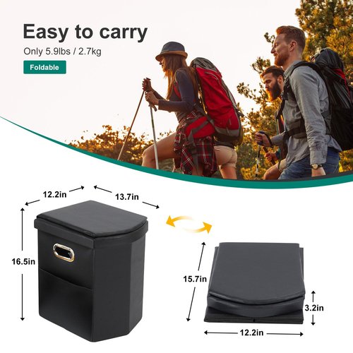 Ann Katy Upgrade XL Portable Toilet for Adults, Extra Large Portable Travel Floding Camping Toilet, Camping Tall Toilets with Lid for Kids Compact Potty for Car,Hiking,Beach,Toilet Storage Stool