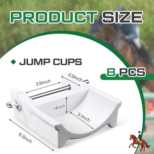 Abbylike 4 Pairs (8 Pieces) Jump Cups Plastic Horse Jump Cups with Pin Fits Standards Uprights Lightweight Durable for Hobby Horse Jumper Equestrian Activities