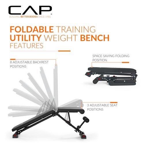 CAP Barbell Foldable Adjustable Weight Bench ??Durable, Space-Saving, and Fully Adjustable for the Ultimate Home Gym Performance