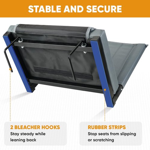 APEXUP Stadium Seats with Back Support, Portable Bleacher Seat with Large Pocket and Cup Holder, Wide Stadium Chair for Sports Events and Concerts (Grey)