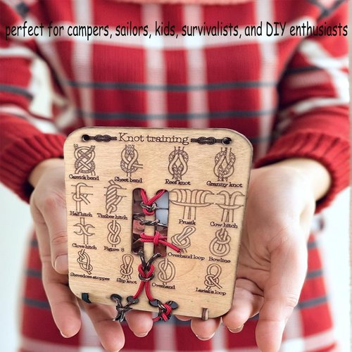 KYWYOYOU Learn Knot Training Board, Knot Tying kit, Learn to tie Knot Training Board, 16 Knotting Methods for Beginners, Knot Tying Book for Outdoor Survival, Camping