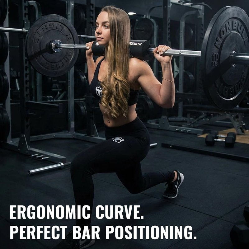 Advanced Squat Pad - Barbell Pad for Squats, Lunges & Hip Thrusts - Neck & Shoulder Protective Pad Support (Black)