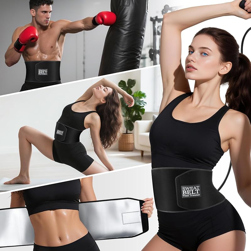 ZPP Waist Trimmer Belt for Men & Women - Black/Silver Medium