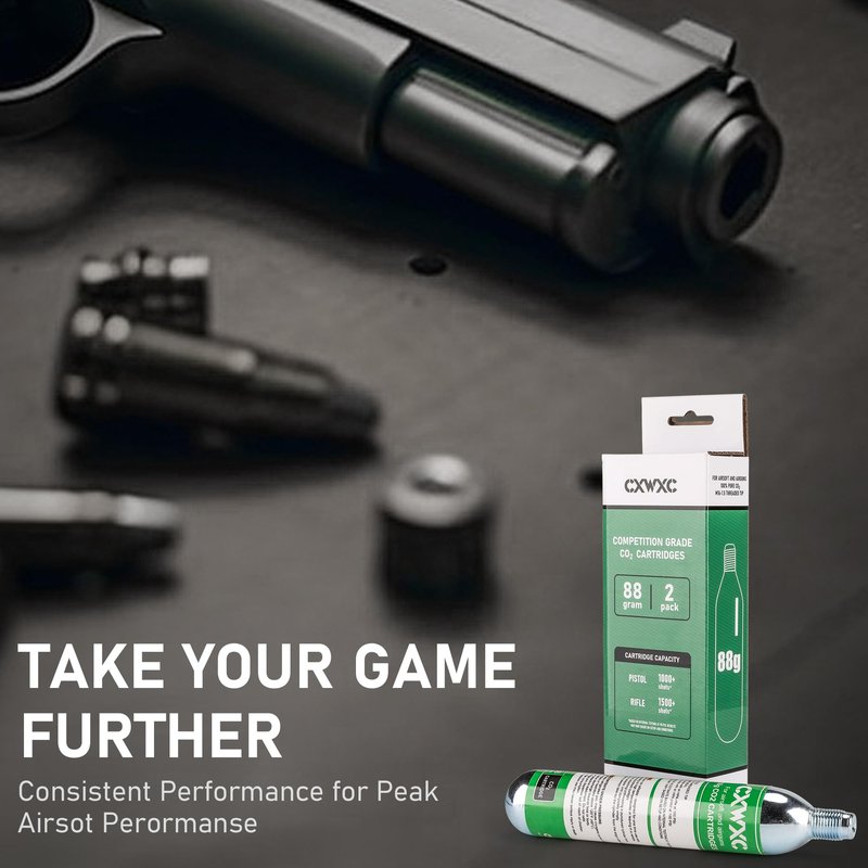 8 Gram/ 12 Gram CO2 Cartridges for Paintball - CO2 Cylinder CO2 Powerlet Cartridges for Airsoft, Air Gun, Pepper Gun P2P HDP 50 Compact (88G-2PC)