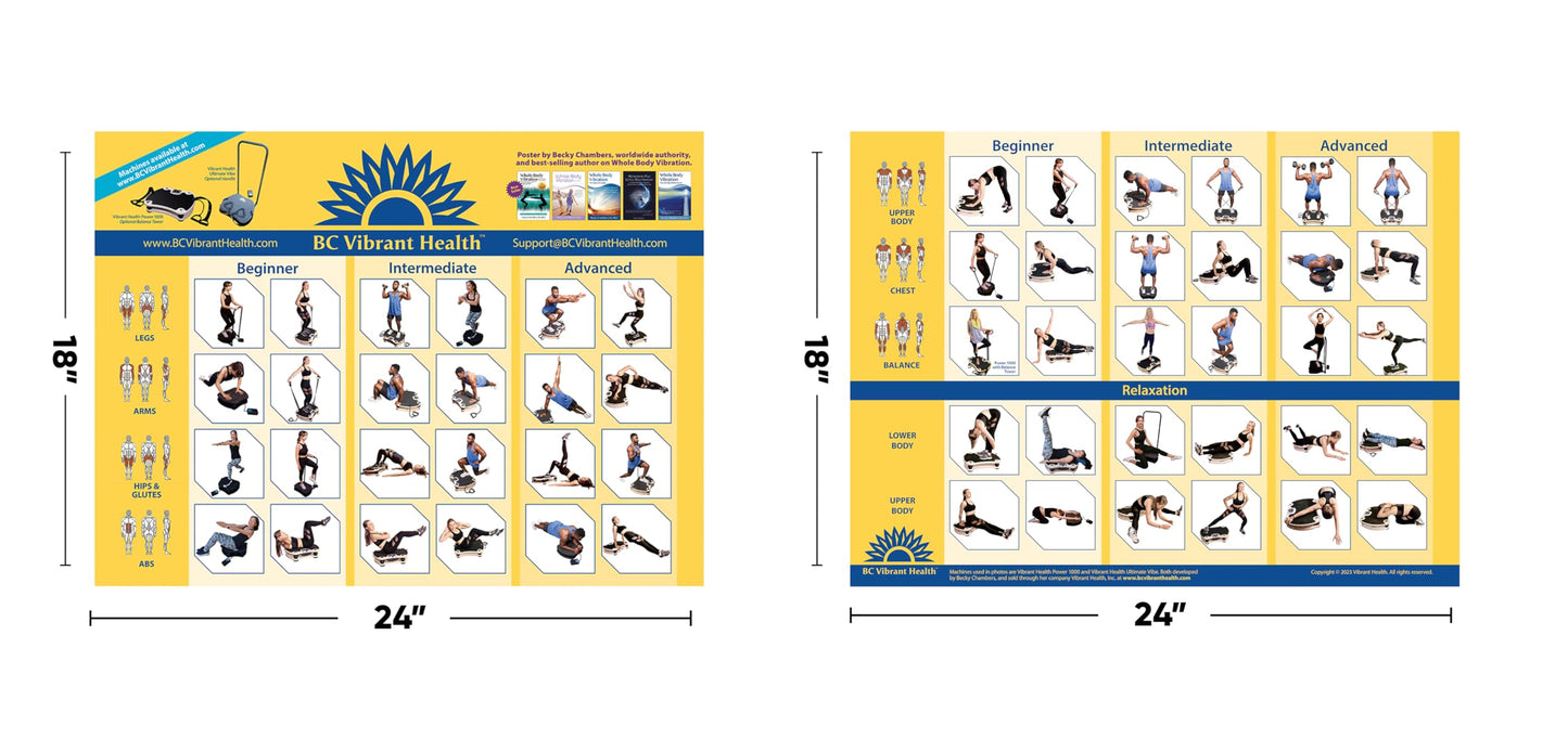 Full Body Vibration Poster Whole Body Vibration Plate Exercise Chart Workout Poster for Vibration Plate Exercise Machine