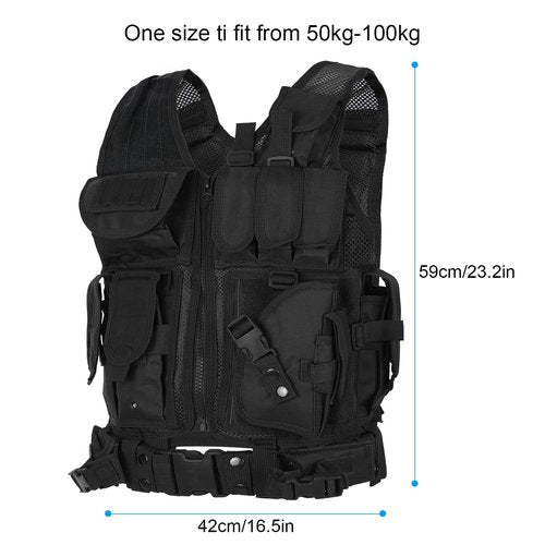 Lixada Tactical Vest Lightweight Breathable Polyester Sports Vest Outdoor Training Vest Adjustable for Adults CS/Hunting/Training