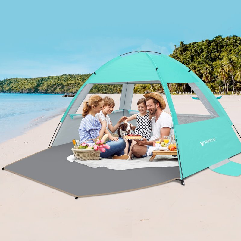Venustas Beach Tent Sun Shelter for 3/4/6/8 Person, UPF 50+ UV Protection Beach Canopy, Lightweight and Easy Setup Cabana, Portable Beach Shade Tent