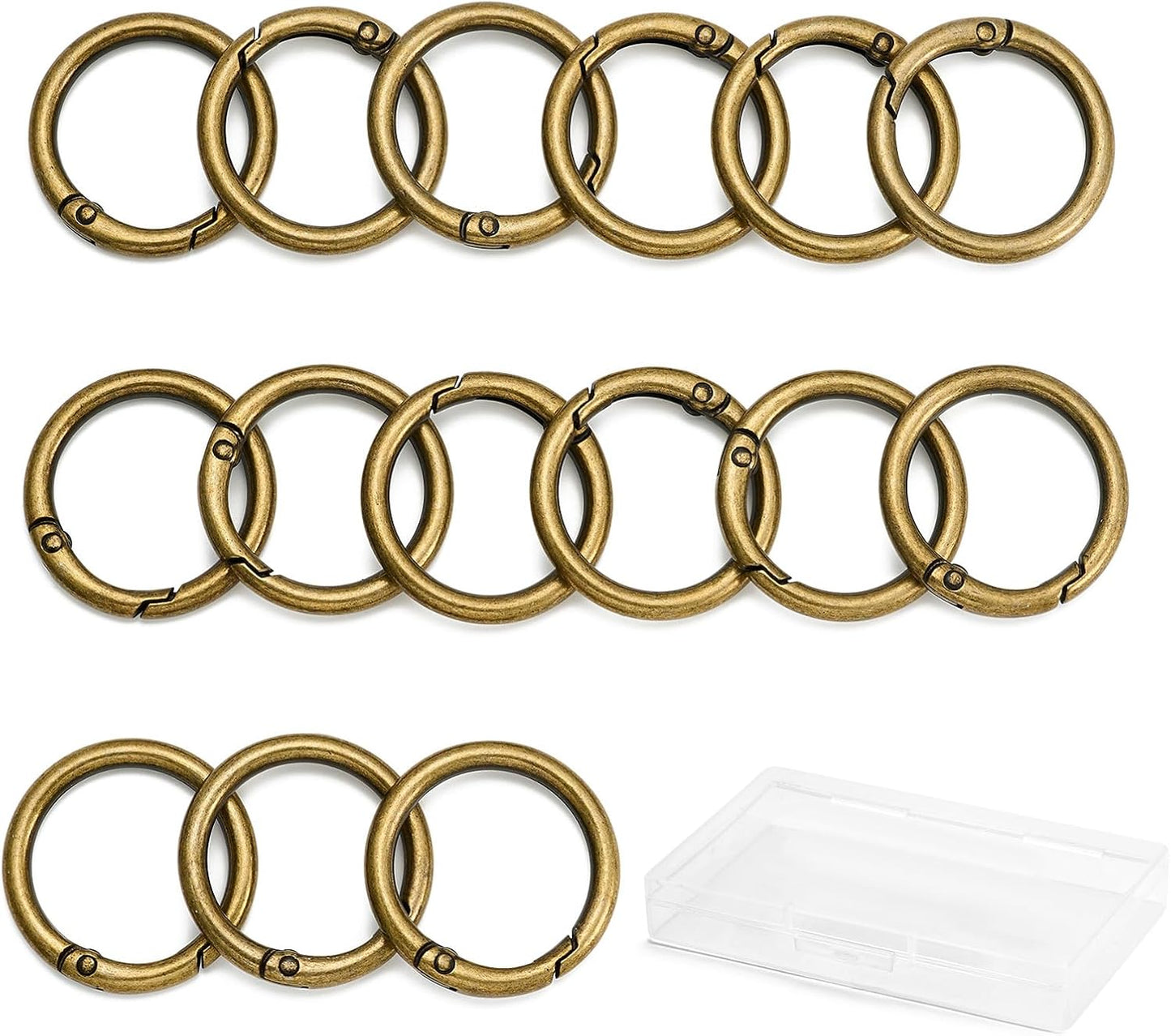 15pcs Trigger Spring O Rings Round,Metal Keychain Ring Round Carabiner Clips for Keyrings Buckle, Bags,Purses