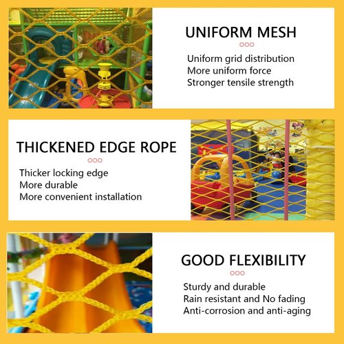 Balcony Safety Netting for Playground Climbing Protection Climbing Cargo Net with 4cm Mesh Knotless Braid (1.5x6m/5x20ft)