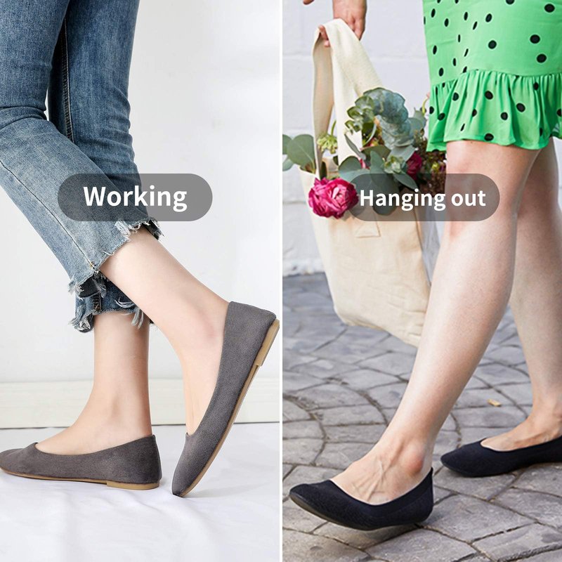 HEAWISH Women’s Black Flats Shoes Comfortable Suede Pointed Toe Slip On Casual Ballet Flats Dress Shoes Nude Flats(Black, US8)