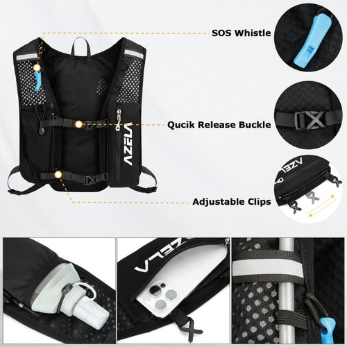 YAPJEB Lightweight Hydration Pack Backpack Vest, Optional 1.5L 2L BPA Free Water Bladder - Leakproof Breathable for Running Hiking Cycling Climbing Marathon Camping for Men and Women