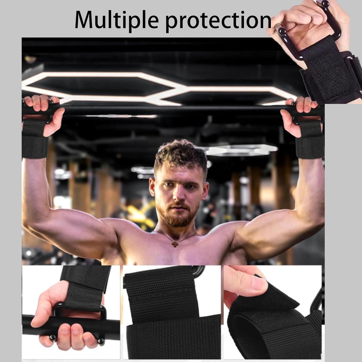 1 PCS Strength Training Wrist Hooks, 2025 New Heavy Duty Power Hook Weight Lifting Wrist Straps, Neoprene Padded Wrist Wraps Provides Support for Men & Women