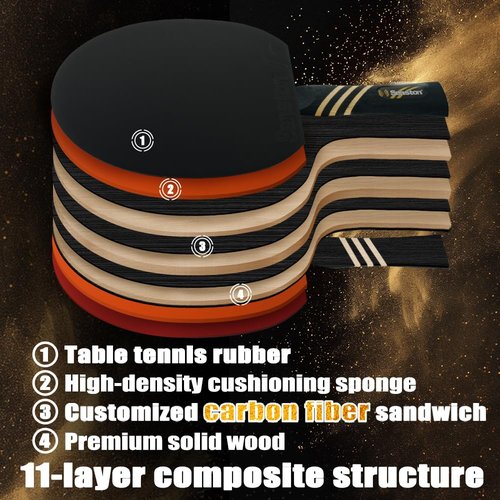 Senston Professional Table Tennis Paddle with Carbon Technology, Ping Pong Paddle Set for Advanced Player, Superior Control Ping Pong Rackets for Competition