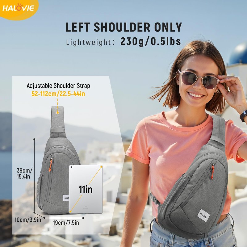 HALOVIE Anti Theft Crossbody Sling Bag RFID Travel Sling Backpack Lightweight Hiking Shoulder Chest Bag for Walking Work