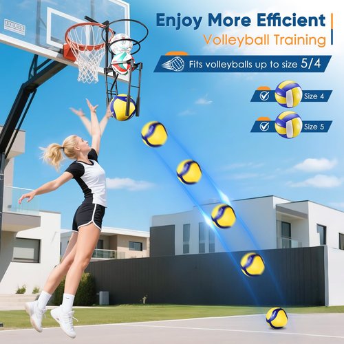 Automatic Volleyball Training Equipment Aid, Heavy Duty Volleyball Spike Serve Trainer for 3-Ball Training, Height Adjustable Volleyball Rebounder Practice Setter Training Equipment(No Ball)