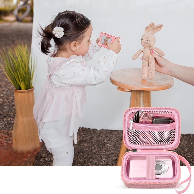 ALKOO Case Compatible with CAMKORY Digital Camera/for VAHOIALD FHD 1080P Digital Point and Shoot/for Kodak PIXPRO FZ55/ FZ45 16MP Vlogging/for IWEUKJLO, Holder for SD Card More- Pink (Box Only)