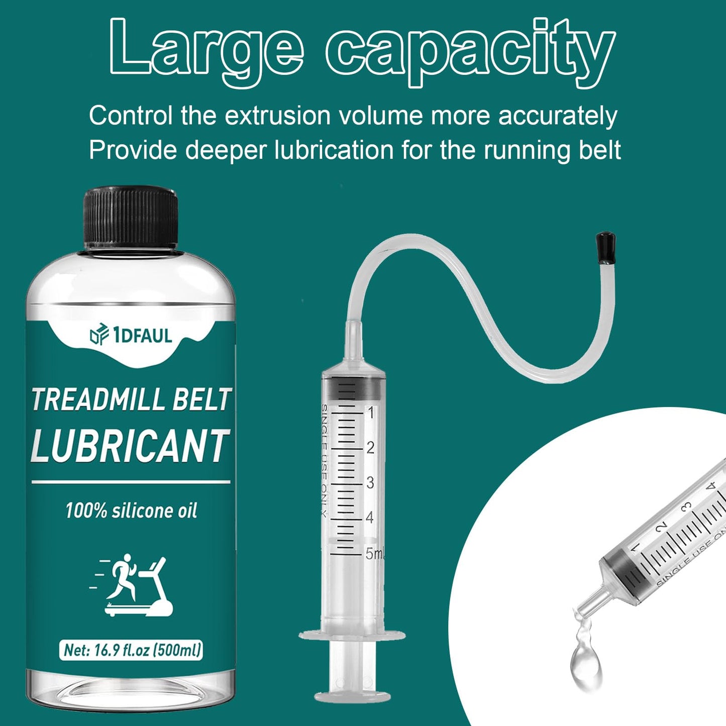 1DFAUL 500ml Treadmill Oil Belt Lubricant, Silicone Treadmill Lubricant for Belt High Temperature Resistance, Reduces Friction, Noise & Wear, Suitable for Various Treadmills Models