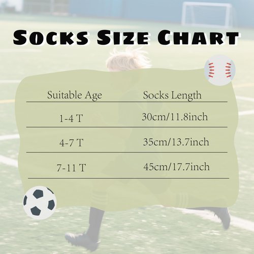 Gurxien 3 Pairs Kids Toddler Baseball Socks Youth Soccer Softball Sock Boys Girls Athletic Tball Knee High Socks 1-11T