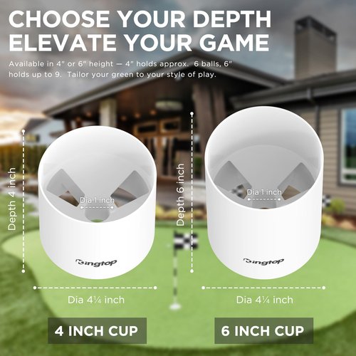 KINGTOP Golf Hole Cups for Practice Putting Green, Putting Cup, Outdoor | Indoor, Fit USGA | PGA Regulations, Ivory White, 4" Depth, 2-Pack