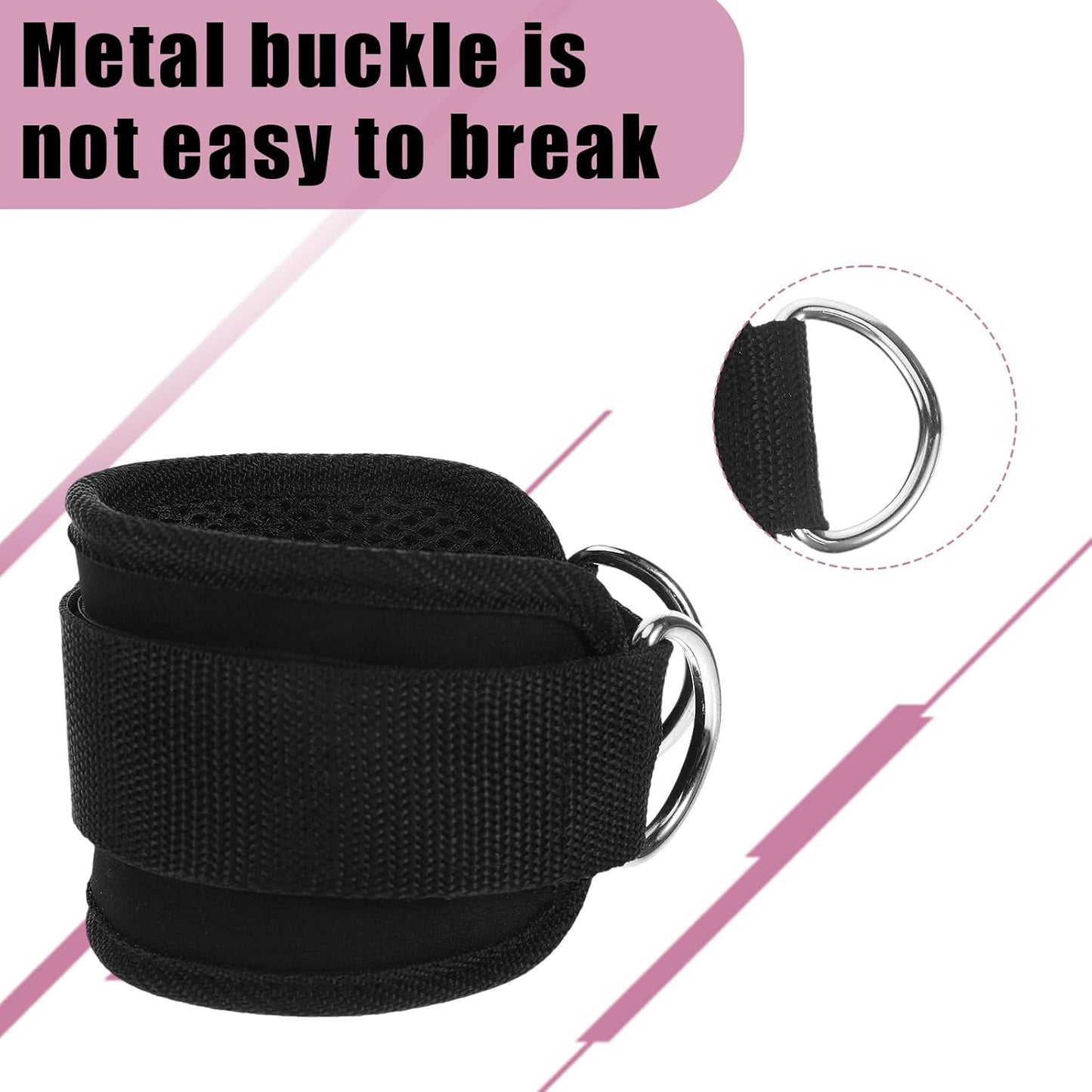 2 Pcs Ankle Strap for Cable Machines Women,Workout Gym Ankle Strap for Cable Machine,Ankles Resistance Bands with Cuffs for Working Out,Glute Bands,Booty Hip Abductors Exercise(Black)