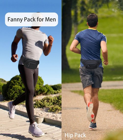 FVVWVV Crossbody Fanny Pack for Women and Men, Large Capacity Waist Bag with 4 Zipper Pockets, Fashion Waist Packs with Adjustable Strap for Traveling, Hiking, Jogging, Cycling, Running