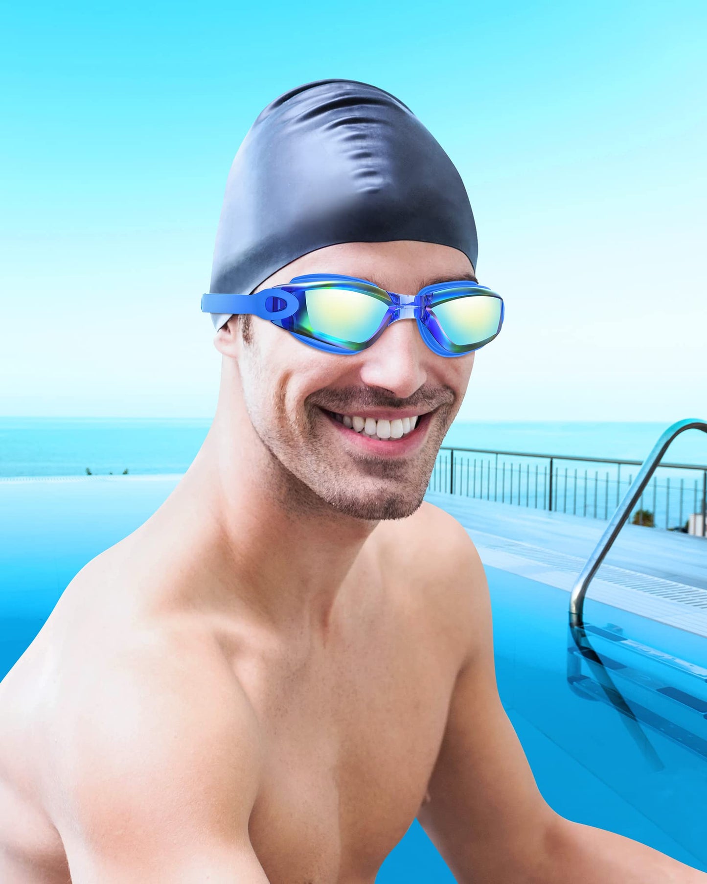 Aegend Swim Goggles, 2 Pack UV Protection, Adjustable, Anti Fog Swimming Goggles No Leaking Adult Men Women Youth, Bright Blue & Aqua