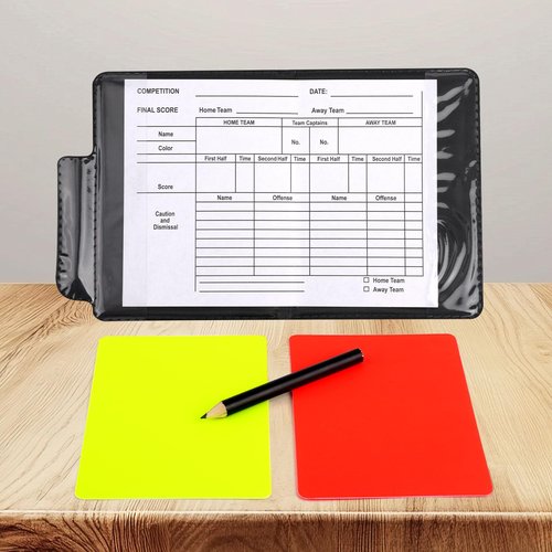 Gosknor Soccer Referee Card Set, 2pcs Warning Referee Red and Yellow Cards with Leather Case Recording Papers Pencil for Volleyball Football Baseball Rugby Ideal Coaches Accessories Kit