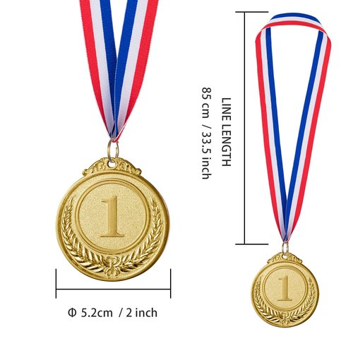 12 Pieces Gold Medals for Award,1st Winner Medals for Sports, Competitions, Party, Spelling Bees, Olympic Style, 2 Inches