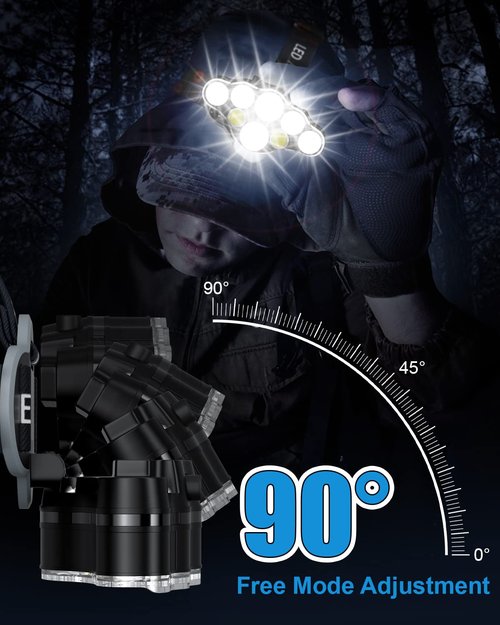 MAFSEUT Rechargeable Headlamp, 8 LED Bright Headlamp with Red Light, IPX4 Waterproof USB Headlight, Head Lamp, 8 Modes for Outdoor Running Hunting Hiking Camping Gear