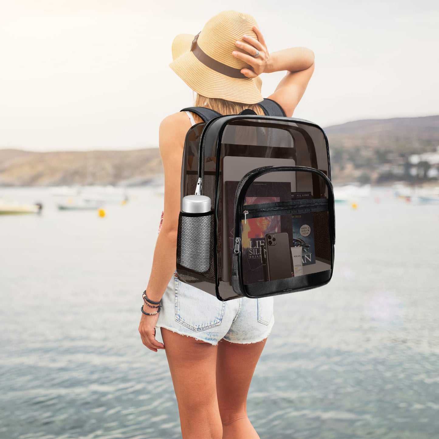 SDFGHG Clear Backpack,Sturdy Shape Heavy Duty Large Clear Backpack