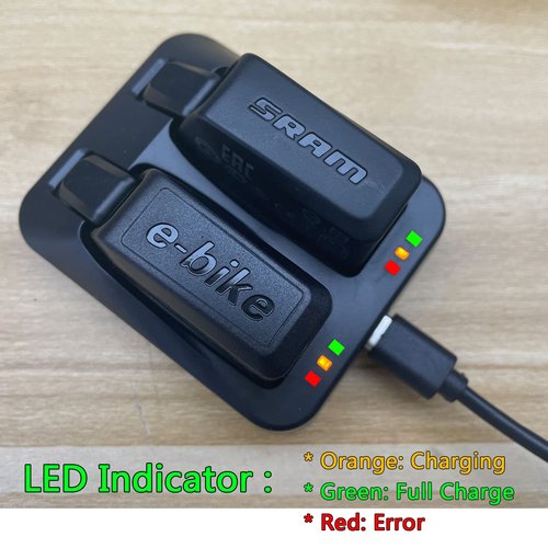 2 Port Dual Battery Charger for SramAxs Red eTap Force Rival Gx Eagle Battery, USB C Port Input with USB A to C Cable