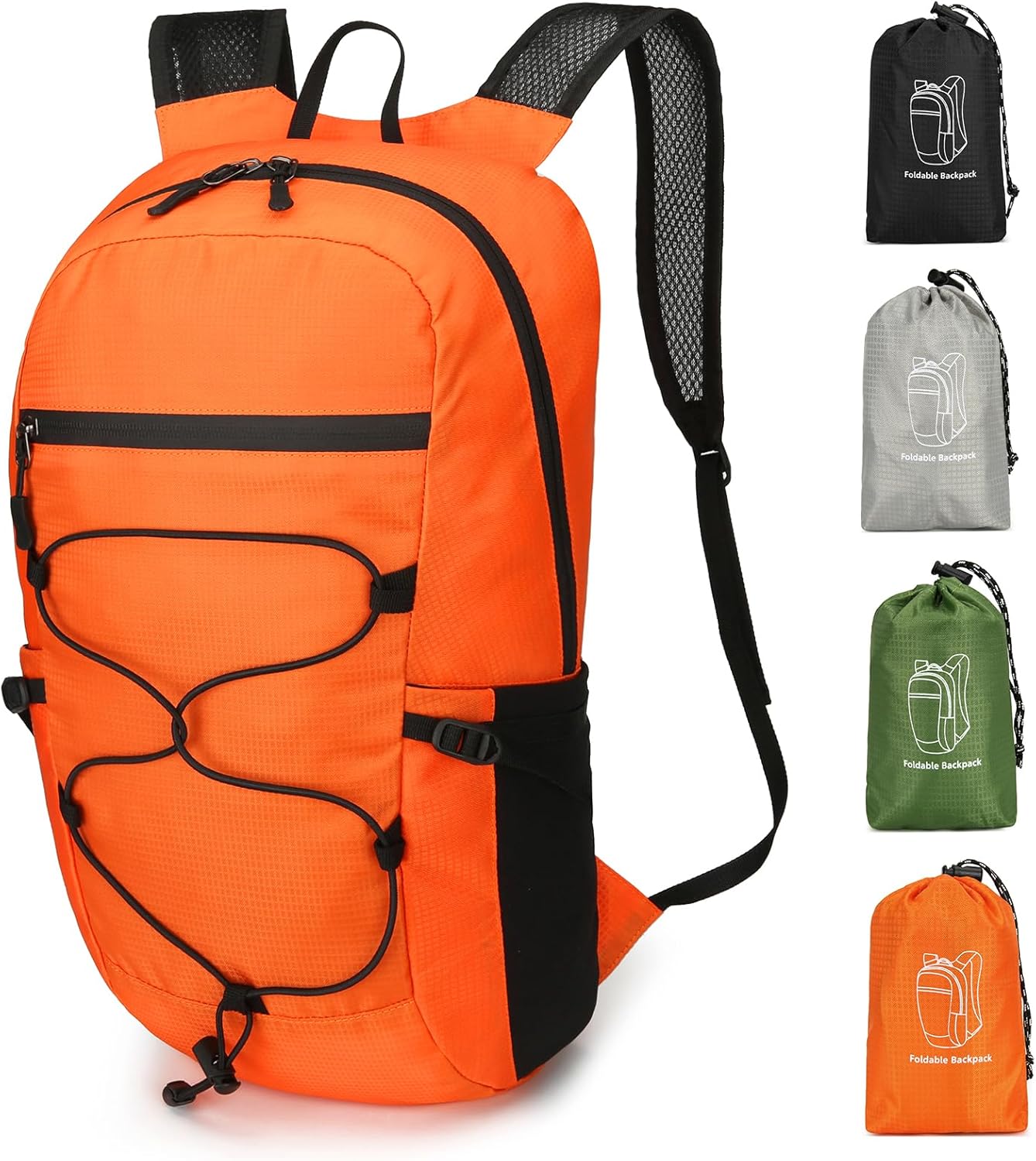 15L Small Foldable Hiking Backpack for Men Women, Packable Collapsible Daypack for Casual, Light Gray