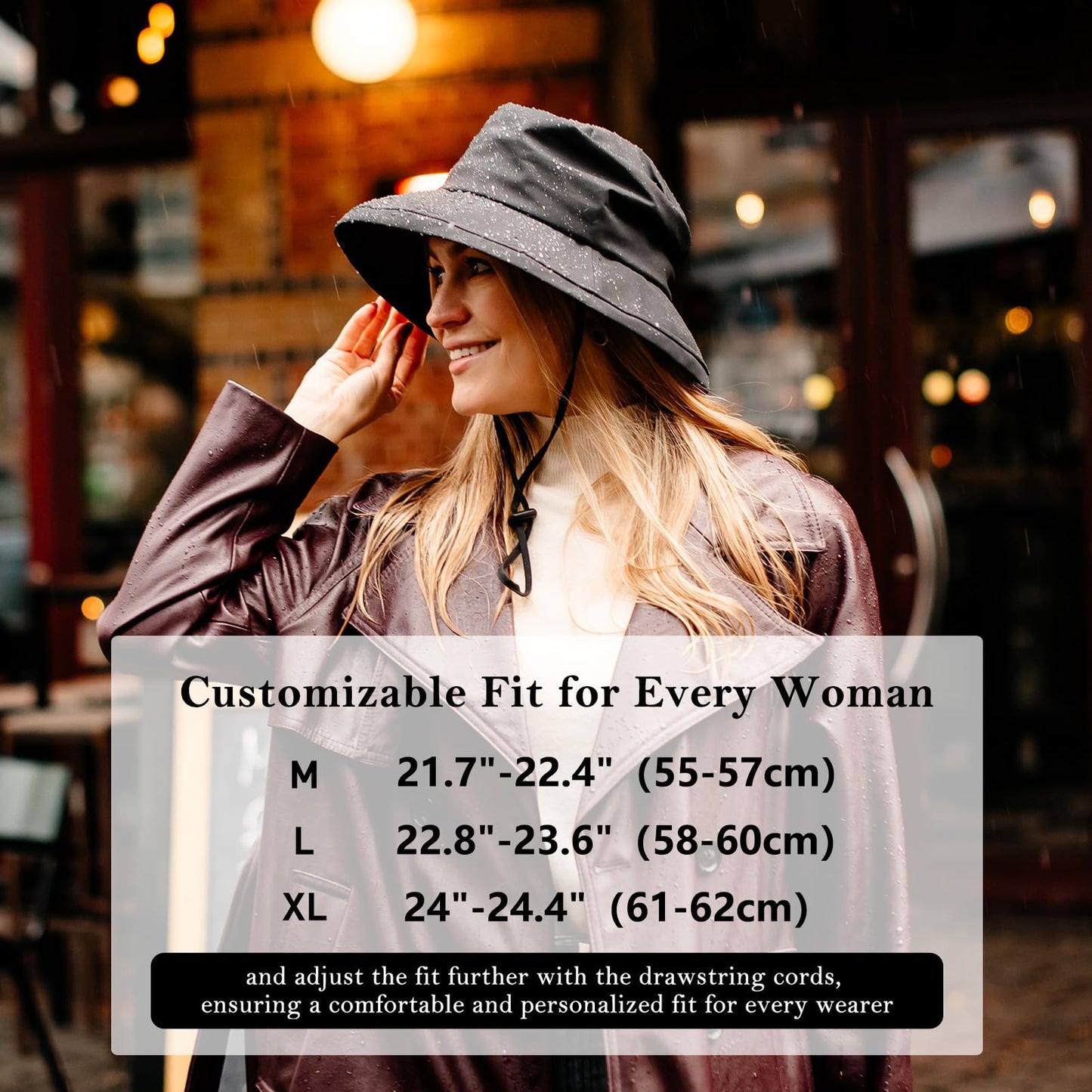 Comhats Rain Hat for Women Waterproof Wide Brim Sun Hats for Ladies SPF 50+ Summer Traveling Bucket Hats Beach Foldable Black X-Large