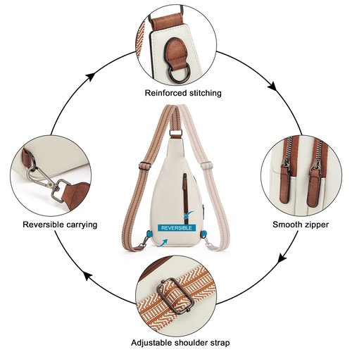 CLUCI Crossbody Bag for Women Cross Body Bag for Woman Sling Bag for Women Leather Trendy Large Sling Backpack Travel Beige with Brown