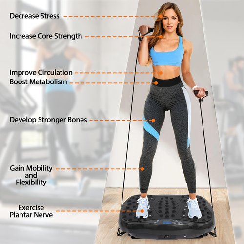 ALSO GO Vibration Plate Exercise Machine, 120-Level & 3 Workout Modes Vibration Board for Weight Loss/Lymphatic Drainage, 330lbs Capacity with Resistance Bands, Full Body Platform for Home Fitness