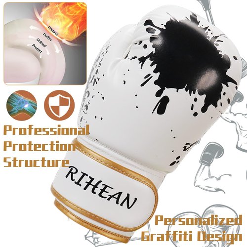 Kids 8oz Boxing Gloves - Suitable for 12-16 Years Old, Great for Training in Kickboxing, Muay Thai & MMA, White