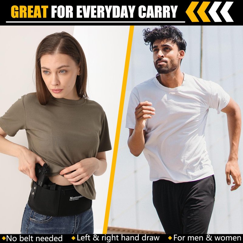 Mostcomtac Belly Band Holster for Men & Women - Comfortable Carry Gun Holster for 9MM and 380 with Breathable Neoprene, Fits Glock 19 17 42 43 43x, Taurus, Ruger LCP, S&W M&P Shield for Most Handguns