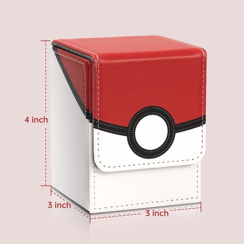 Collectible Trading Card Cases, Card Deck Box Storage Box Case Magnetic Deck Box Card Holder ,Can hold around 100 cards(Red-white)