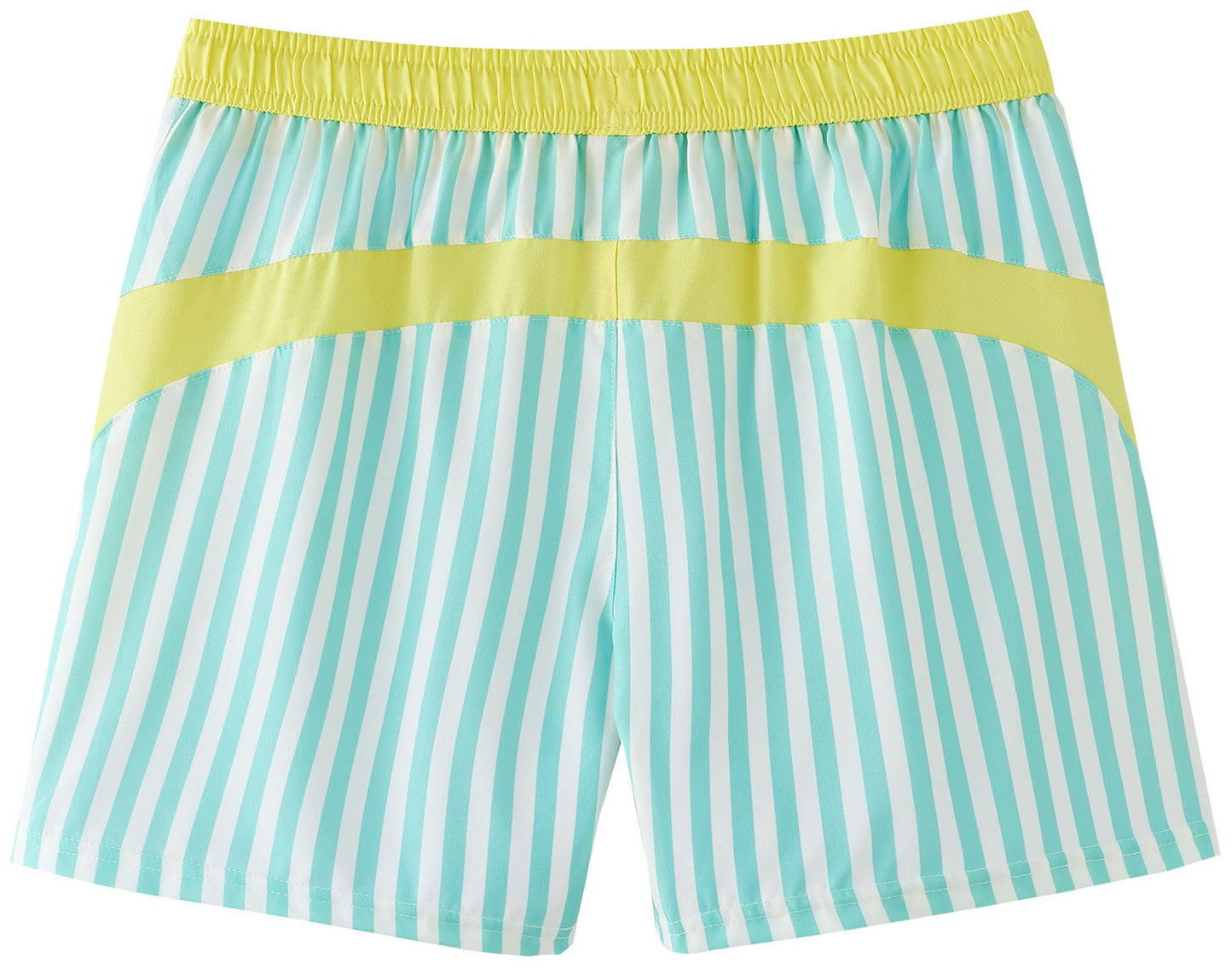 UMELOK Boys Swim Trunks with Compression Liner Kids Stretch Quick Dry Swimming Shorts Toddler Bathing Suit with UPF 50+ Green and White Stripes,10-12Y
