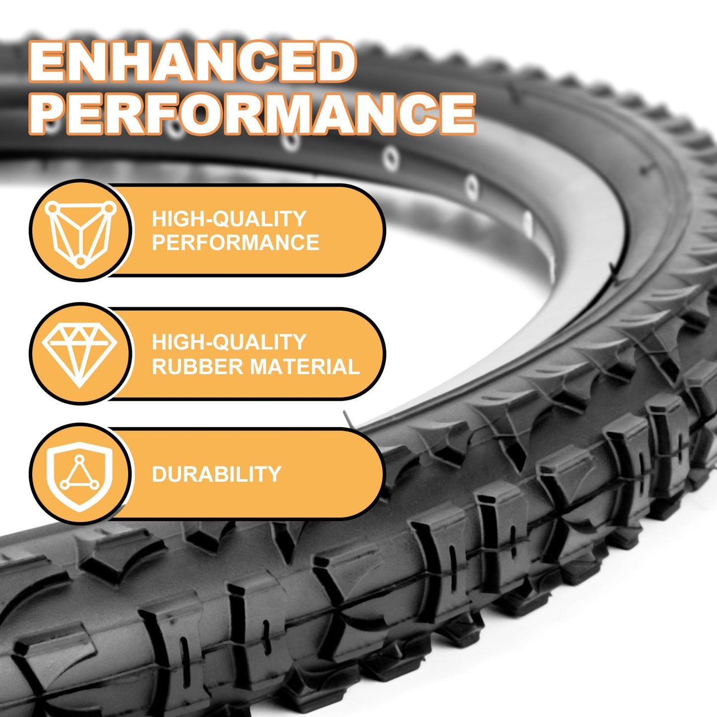2-Pack Mountain Bike Tires Set: Hycline 26x1.95 Inch (54-559 mm) Folding Replacement Puncture Resistant High-Density Bicycle Tires and Pair Inner Tubes with Tire Levers for MTB Off-Road Bike
