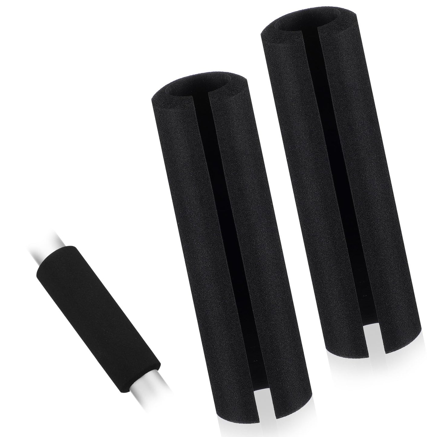 2 Pcs Foam Handle Cover Buffer Tube Cover 4.33 Inch NBR Rubber Foam Grip Wrap Comfortable Foams Tubing Handle Grips for Fitness Home Lawn Bicycle Motorbike Handlebar Replacement Black