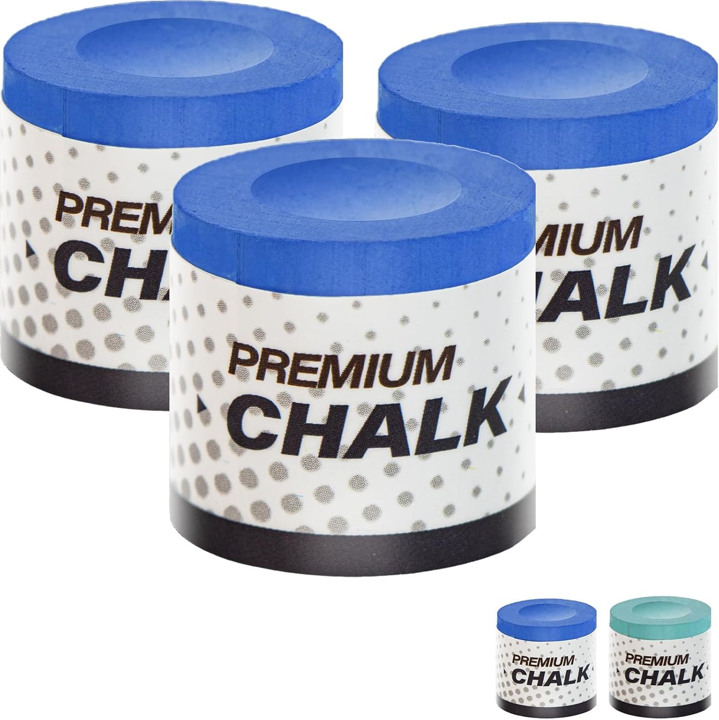3 Pcs Pool Chalk Billiards Cue Stick Premium Chalk Pure Cube Round Chalk Table Accessories High Performance Low Deflection for Professional Tournament Snooker Blue - SOLROS