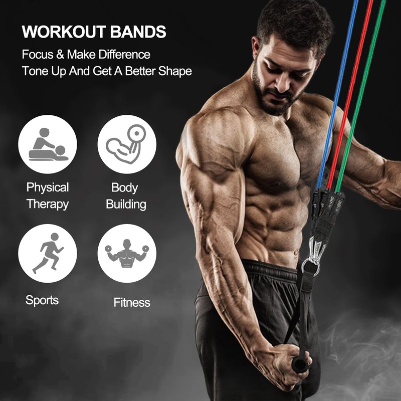 Resistance Bands,Exercise Bands,Grip Strength Trainer,Resistance Bands for Working Out with Handles for Men and Women,Workout Bands with Door Anchor and Ankle,Strength Training Home Gym Equipment