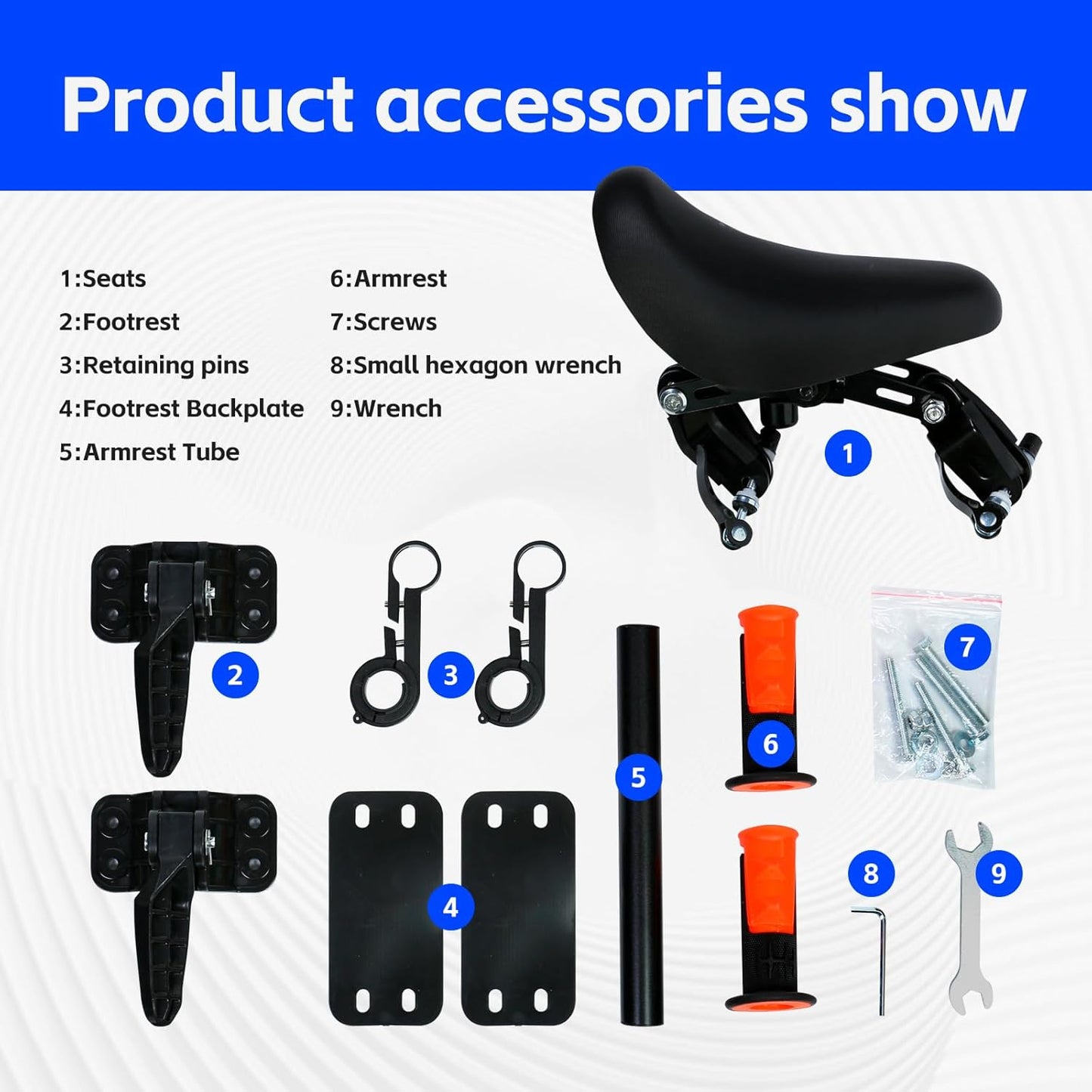 Kids Bike Seat Front Mounted and Handlebar Child Bike Seat Detachable Front Mounted Bicycle Seats with Foot Pedals for Children 2~5 Years Compatible with All Adult MTB