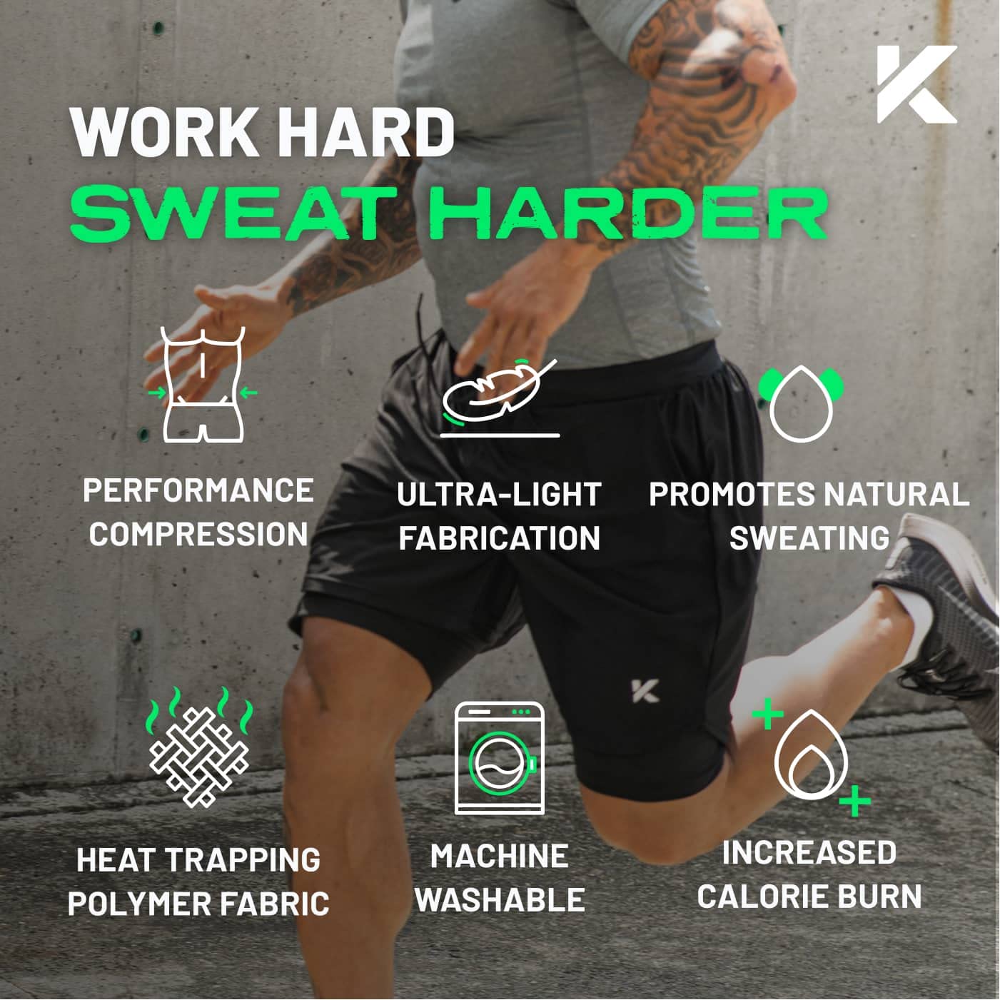 Kewlioo Men’s Sauna Shorts - Heat Trapping Compression Workout Shorts, 2-in-1 Double Layer Compression Shorts Men, Sweat Shorts Men for Gym Training, Exercise Black