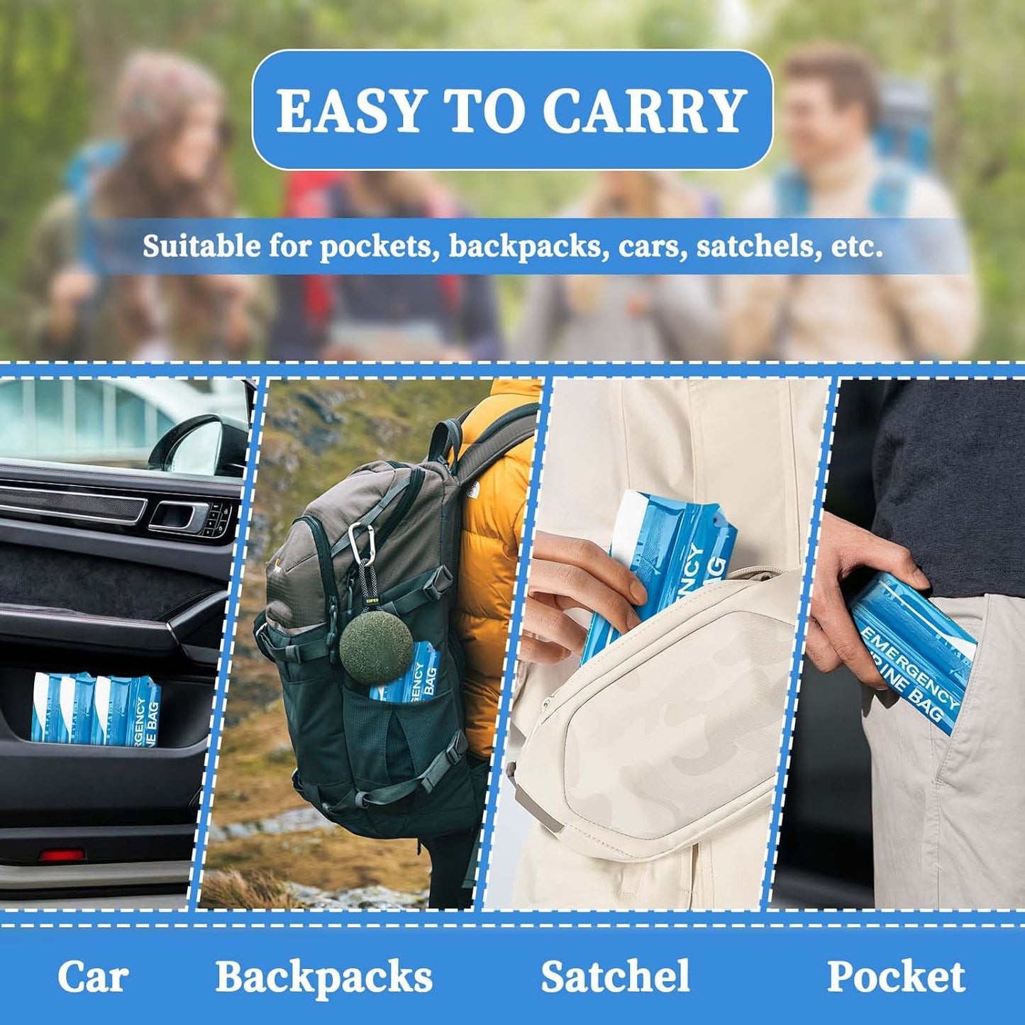 12 PCS Disposable Urine Bags,900ML Pee Bags for Travel for Women and Men, Portable Emergency Urine Bag with Leakproof Seal for Road Trips, Camping, Hiking, Traffic Jams,Pregnant, Patients