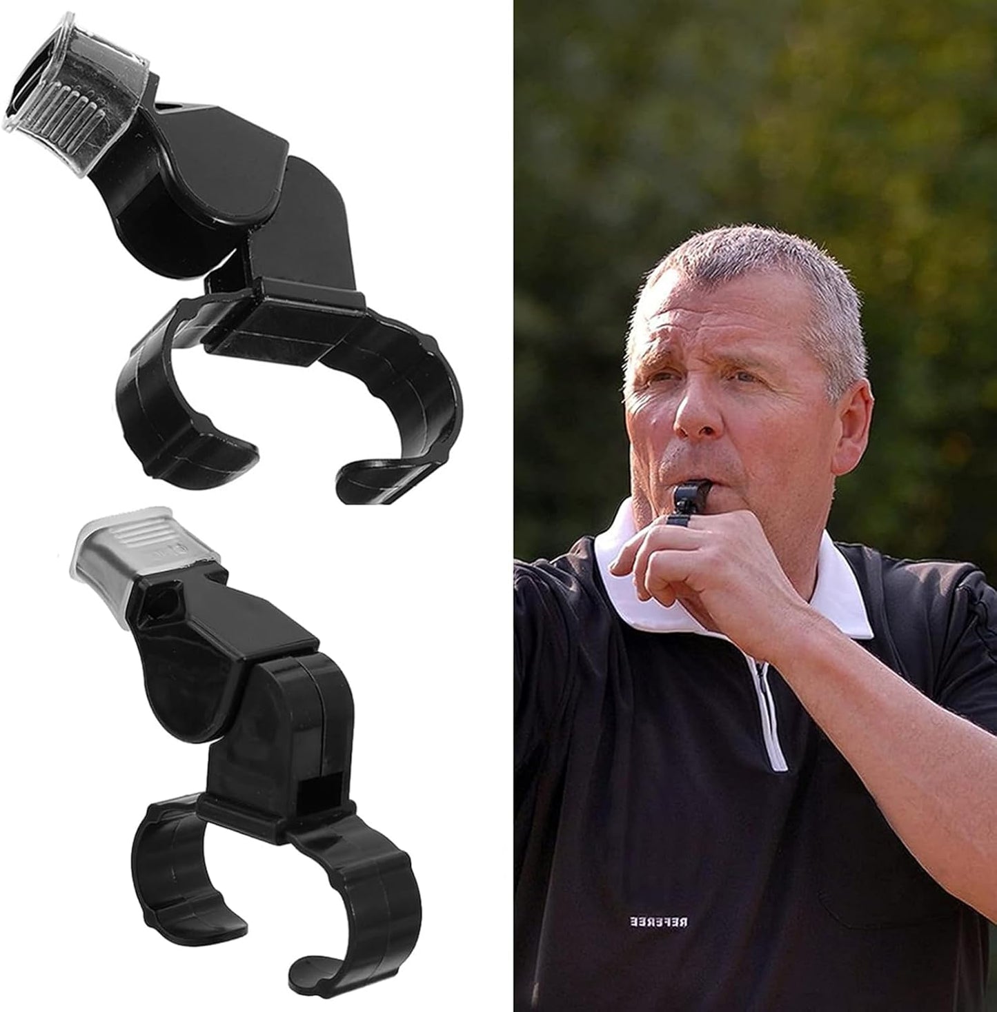 2 Pcs Finger Grip Whistle Hockey Referees Whistle Reusable Hand Whistle Referee Whistle for Training and Outdoor Camping, Black