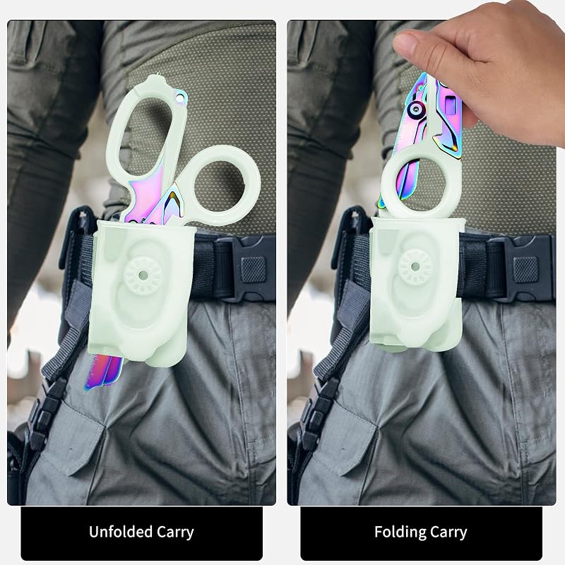 6-in-1 Trauma Shears with Strap Cutter and Glass Breaker + Luminous Holster - LEEPENK (Variation: Luminous Colorful)