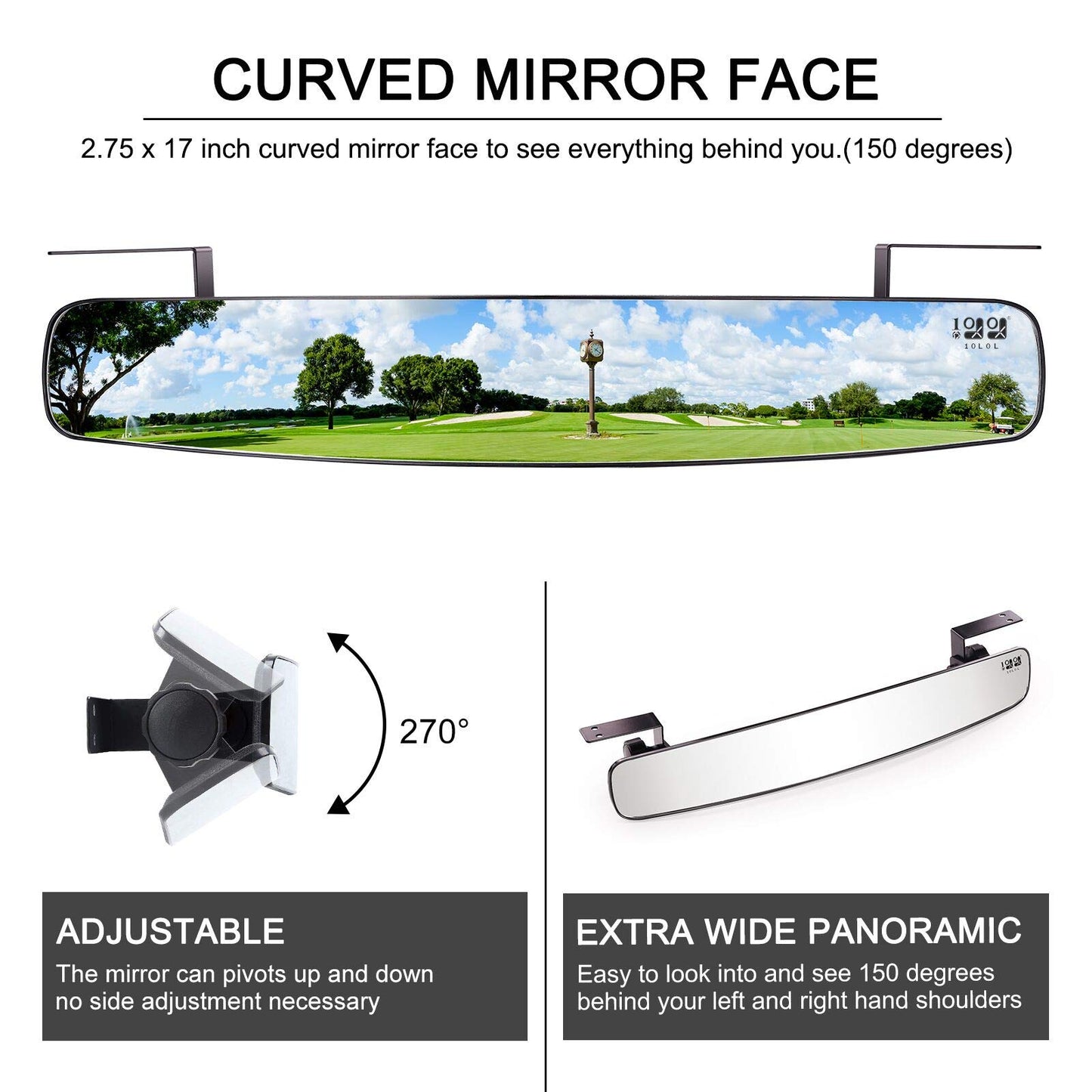10L0L Golf Cart Mirrors Contains Folding Side Mirrors and Rear View Mirror Universal for Yamaha Club Car DS Precedent/EZGO TXT RXV